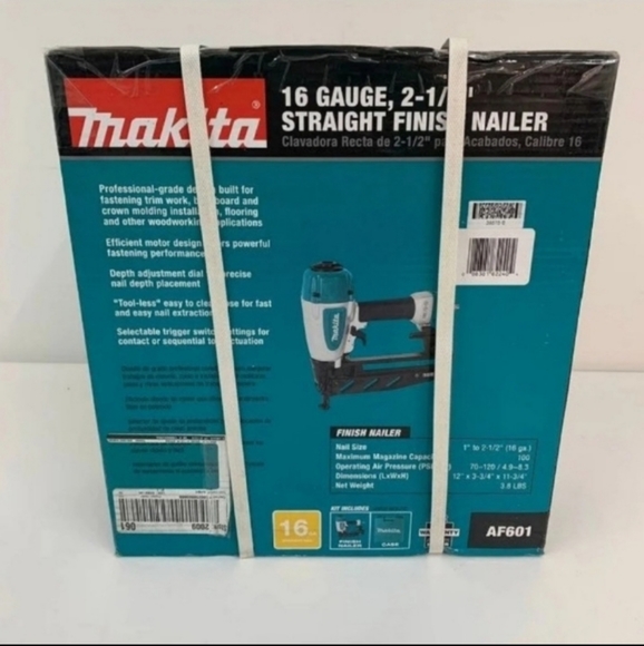🆕Makita AF601 16 Gauge, 2-1/2" Straight Finish Nailer, - Picture 5 of 14